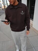 Residency Polo Sweatshirt - Coffee - Image 3